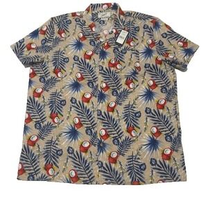 Grayers Mens Hawaiian Camp Cotton Shirt Midnight Tropic Coconut Palms‎ NWT - XL